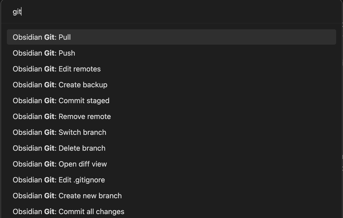 Obsidian Git Command Palette